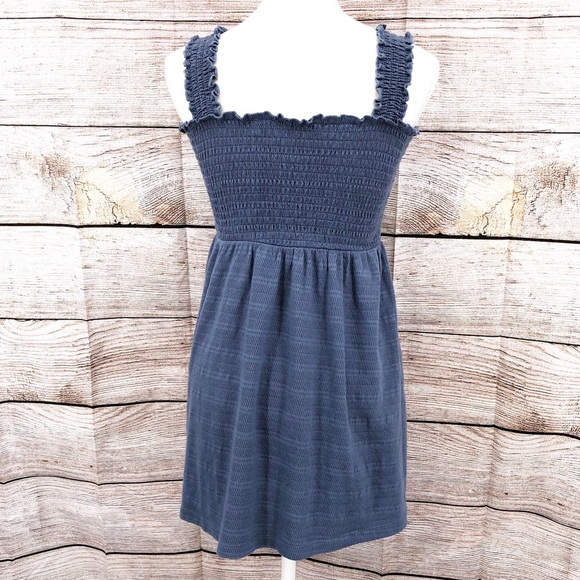 ROXY smocked top blue mini sundress with wide straps Size S - Picture 4 of 10